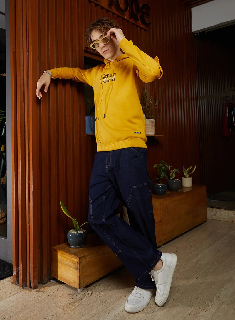 كامبوس سوترا Men's Mustard Yellow No Bad Vibes Pullover Hoodie