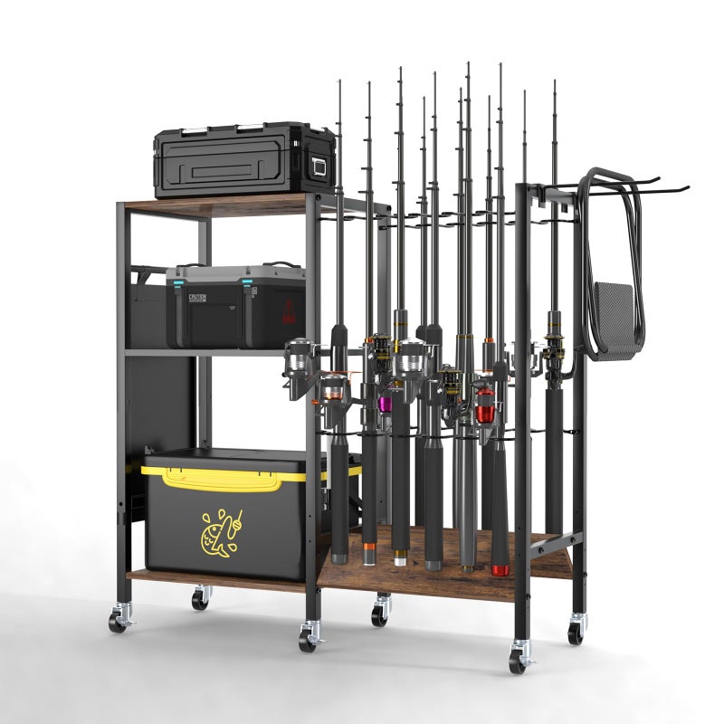 aledaras Fishing Rod Holders, Fishing Pole Holders, Fishing Gear Tackle Cart, Fishing Equipment Organizers for Garage, Fits Most Rods of 1.57" (40mm) Diameter, hold up to 12 Rods or Combos - Image 1
