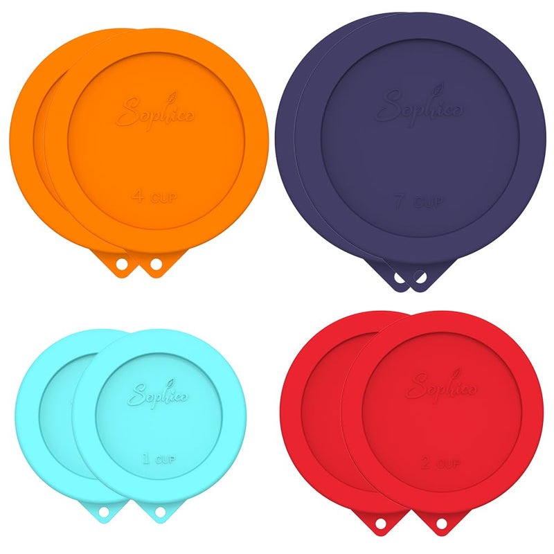 Sophico Round Silicone Storage Cover Lids Replacement for Anchor Hocking and Pyrex Glass Bowls (Container not Included) (4 Size, 8 Pack) - Image 1