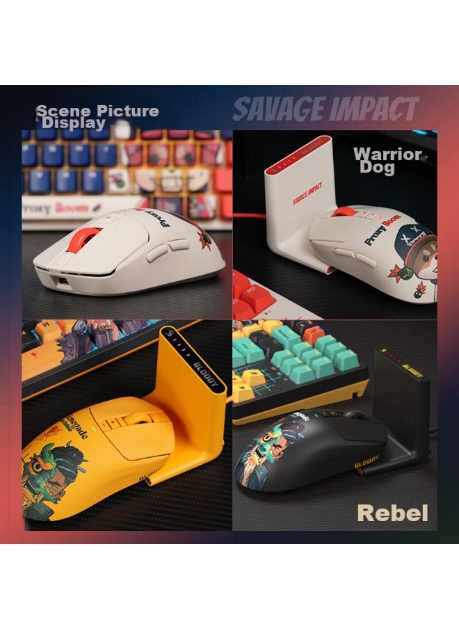 A4TECH A4tech R72 Pro Duo Wireless Usb Gaming Mouse, Wild Tribe Rechargeable Csgo Lightweight, Blood Hand Phantom Paw3395 E-sports Mouse, Reverse Explorer Black  - Image 3
