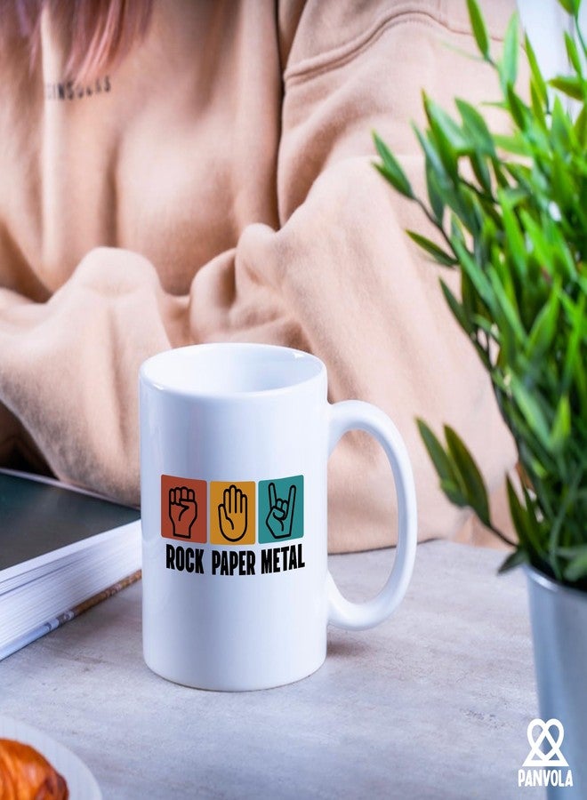 Panvola Rock Paper Metal Funny Heavy Metal Music Lovers Musicians Gifts Metalhead Novelty Drinkware Ceramic Mug 11 oz White - Image 5