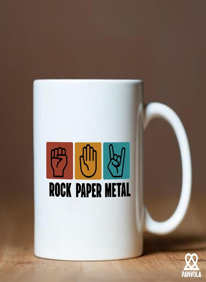 Panvola Rock Paper Metal Funny Heavy Metal Music Lovers Musicians Gifts Metalhead Novelty Drinkware Ceramic Mug 11 oz White - Image 4