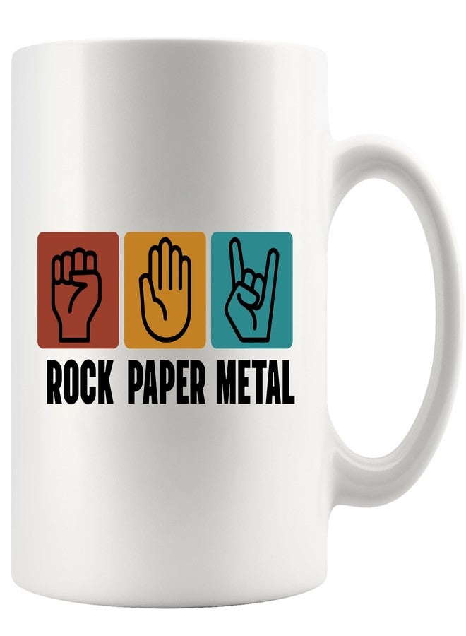 Panvola Rock Paper Metal Funny Heavy Metal Music Lovers Musicians Gifts Metalhead Novelty Drinkware Ceramic Mug 11 oz White - Image 1