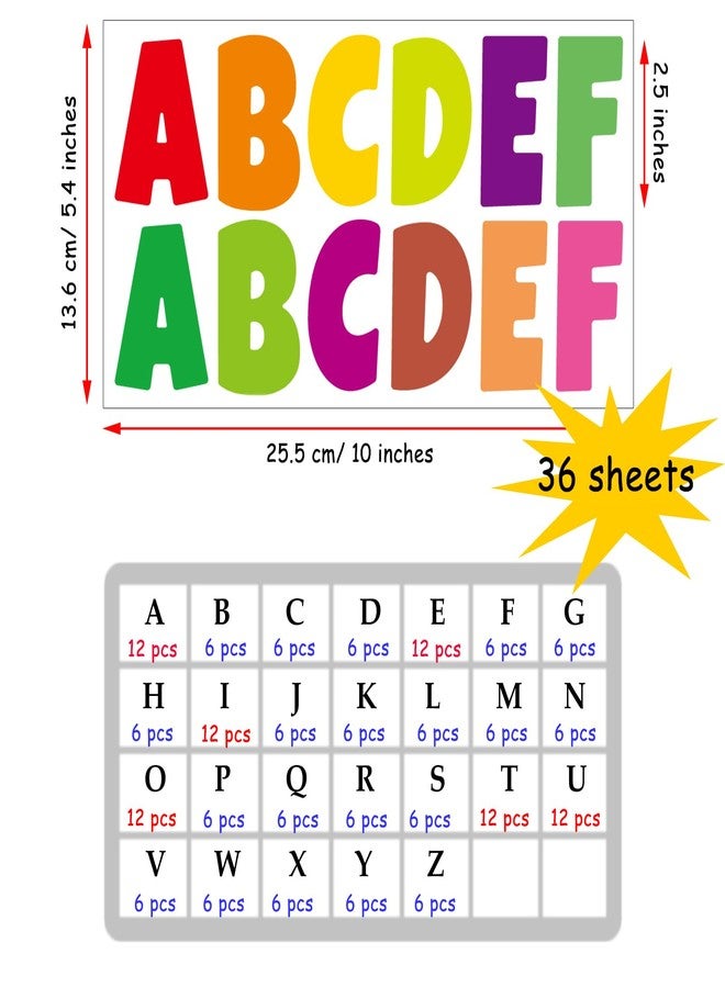 Bemeol 2.5 Inch Bulletin Board Letters 432 Pieces 36 Sheets Alphabet Letter Stickers Cutout Letters for Poster Board Display Home Classroom School Decor(Colorful) - Image 2