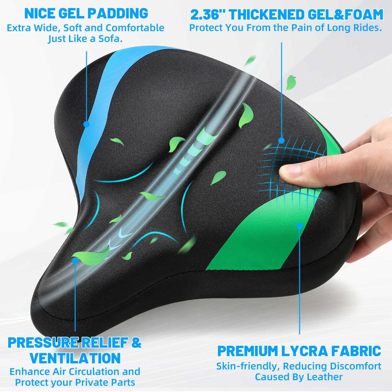 CDYWD Oversized Bike Seat for Men & Women, Comfortable Gel Padded, Extra Wide Bicycle Seat Cushion Comfort, Replacement Saddle for Peloton, Stationary Exercise Bike, Mountain Bike, Cruiser, City Bike - Image 3