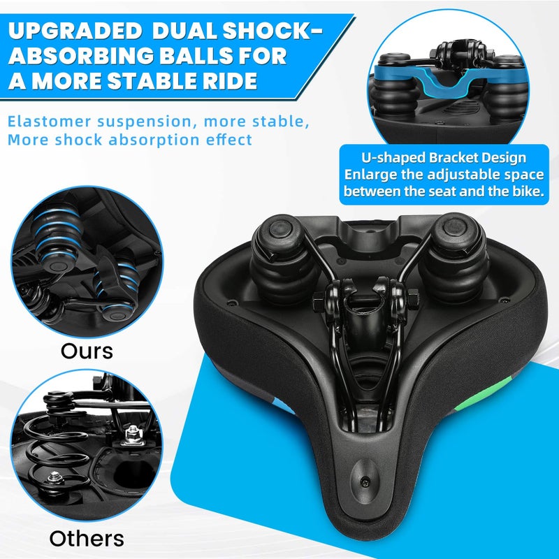 CDYWD Oversized Bike Seat for Men & Women, Comfortable Gel Padded, Extra Wide Bicycle Seat Cushion Comfort, Replacement Saddle for Peloton, Stationary Exercise Bike, Mountain Bike, Cruiser, City Bike - Image 5