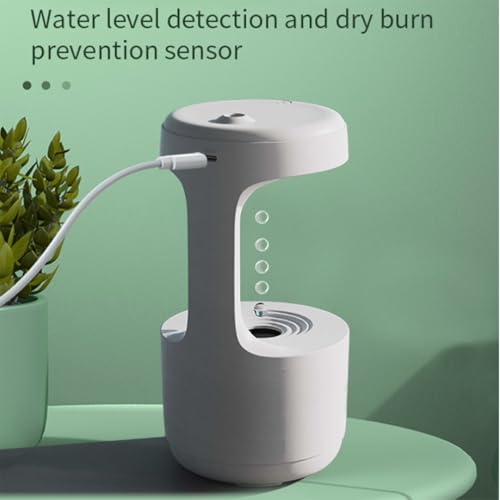 Inditradition Plastic Antigravity Water Droplets Humidifier | Ultrasonic Essential Oil Diffuser For Home (5 x 9 Inches, White) - Image 5