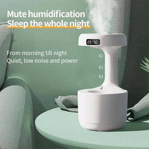 Inditradition Plastic Antigravity Water Droplets Humidifier | Ultrasonic Essential Oil Diffuser For Home (5 x 9 Inches, White) - Image 3