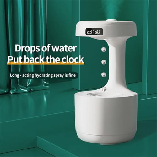 Inditradition Plastic Antigravity Water Droplets Humidifier | Ultrasonic Essential Oil Diffuser For Home (5 x 9 Inches, White) - Image 2