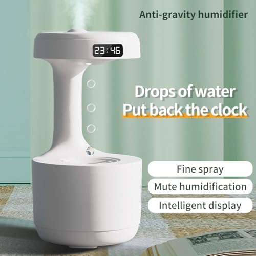 Inditradition Plastic Antigravity Water Droplets Humidifier | Ultrasonic Essential Oil Diffuser For Home (5 x 9 Inches, White) - Image 4