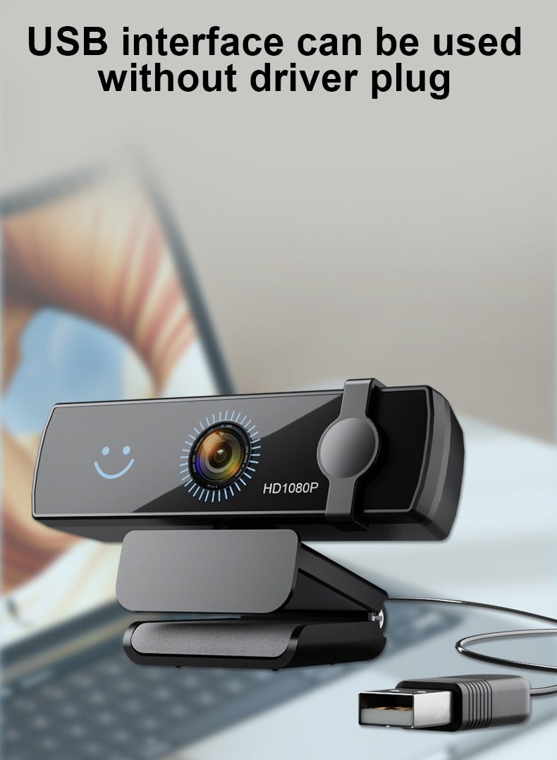 1080P Webcam with Windows Hello, PlugPlay HD USB Web Cam, AF Autofocus, True Privacy, Automatic Electronic Shutter, Computer Camera, Microphone, Facial Enhancement, Compatible with Windows 11 / Wind