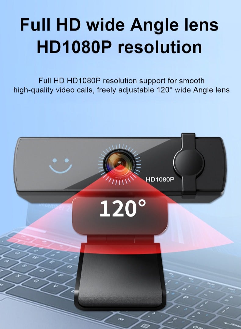 1080P Webcam with Windows Hello, PlugPlay HD USB Web Cam, AF Autofocus, True Privacy, Automatic Electronic Shutter, Computer Camera, Microphone, Facial Enhancement, Compatible with Windows 11 / Wind