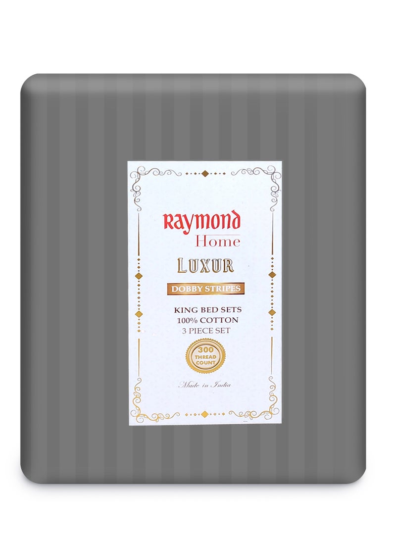 Raymond Raymond Home King Flat Sheet Super Soft 300 TC Pure Cotton (274x274 cm, 46x69 cm) Flat sheet & 2 PillowCases  - Image 3