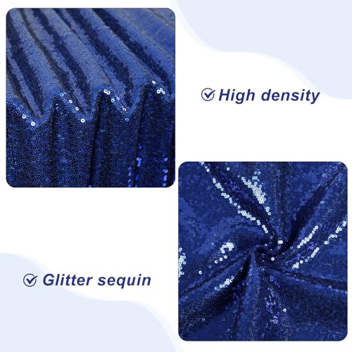 PartyDelight Sequin Tablecloth Navy Blue Round 50" for Wedding Party Birthday Bridal Baby Shower and Other Events Decorations - Image 3