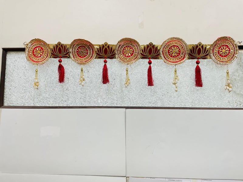 SELLPLUS Sellplus Lotus with Latkan Bandhanwar for Decoration | Festival Decoration | Office Decoration | Wedding Decor Enhance Your Space with Graceful Touches (Red) - Image 5