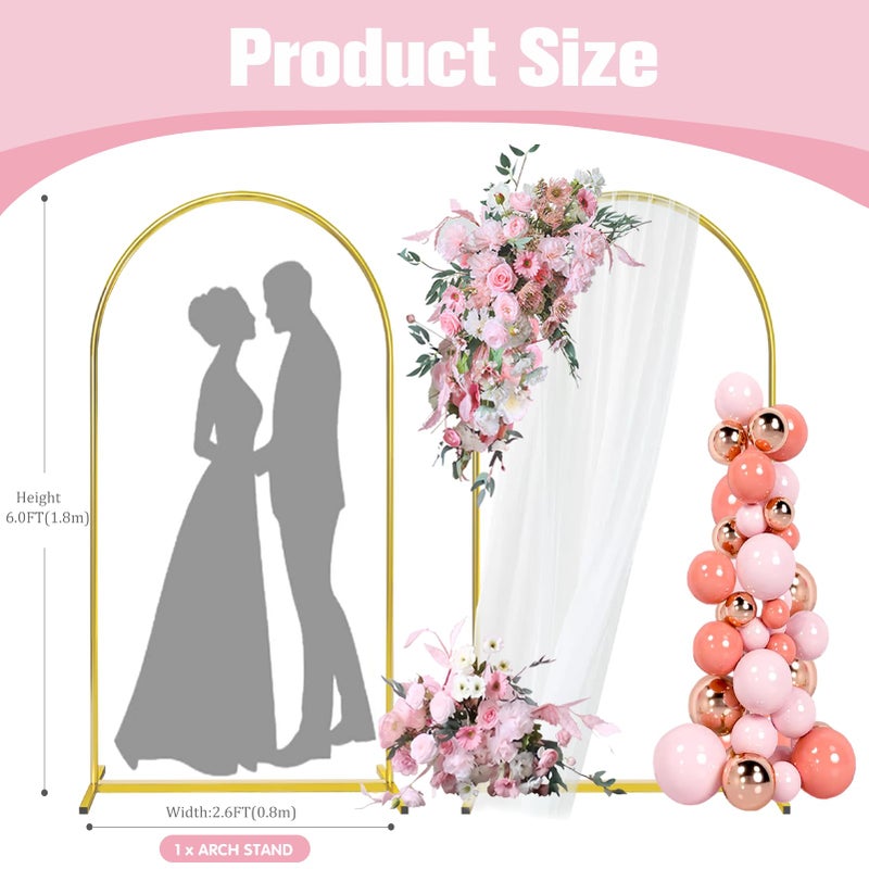 Rtshuok 6FT Arch Backdrop Stand, Gold Metal Arch Stand Backdrop Ideal for Weddings, Birthday Parties, Baby Showers, Celebration Decorations - Image 4