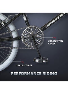 Spartan Exploit BMX Bicycle | 20 inch wheel size | single speed bike | For teens| Black Glossy finish  - Image 3