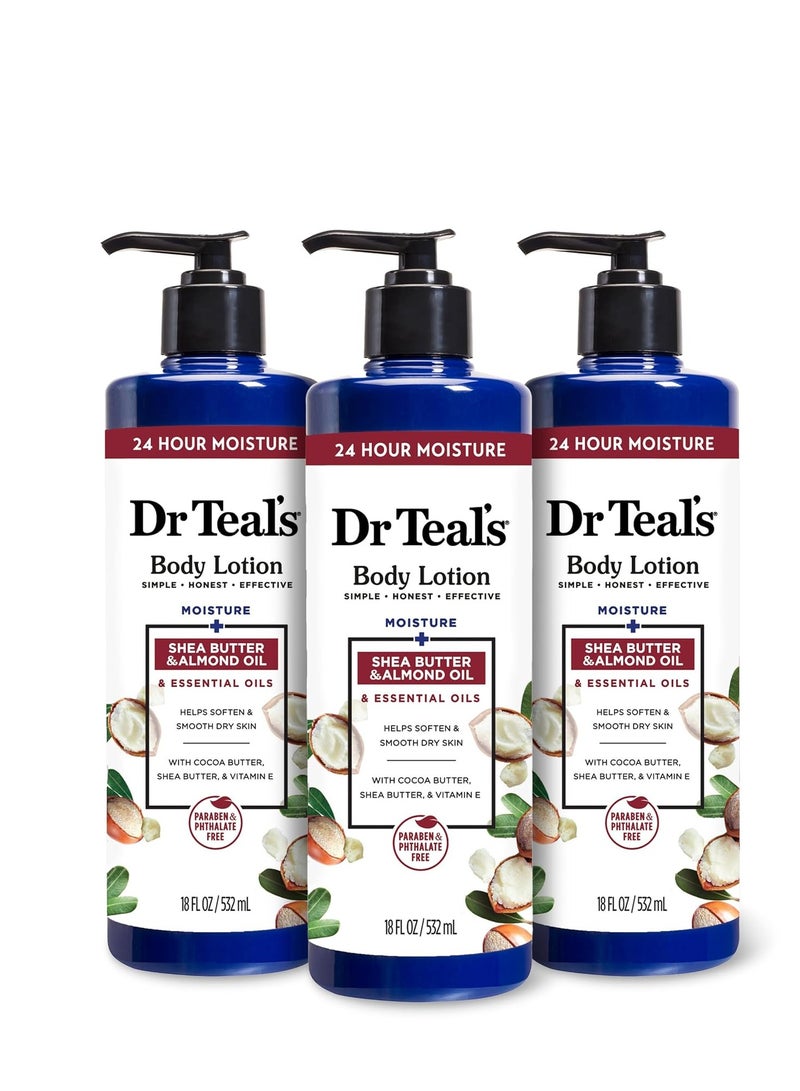 Dr Teal's Dr Teal's Body Lotion, Shea Butter & Almond, 18 oz (Pack of 3) - Image 1
