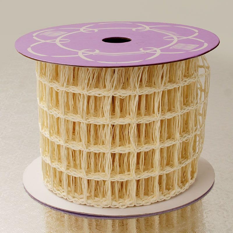 Paper Mart 3 3/4" X 10 Yards Ivory Big Square Mesh Net Wired Ribbon - Image 4