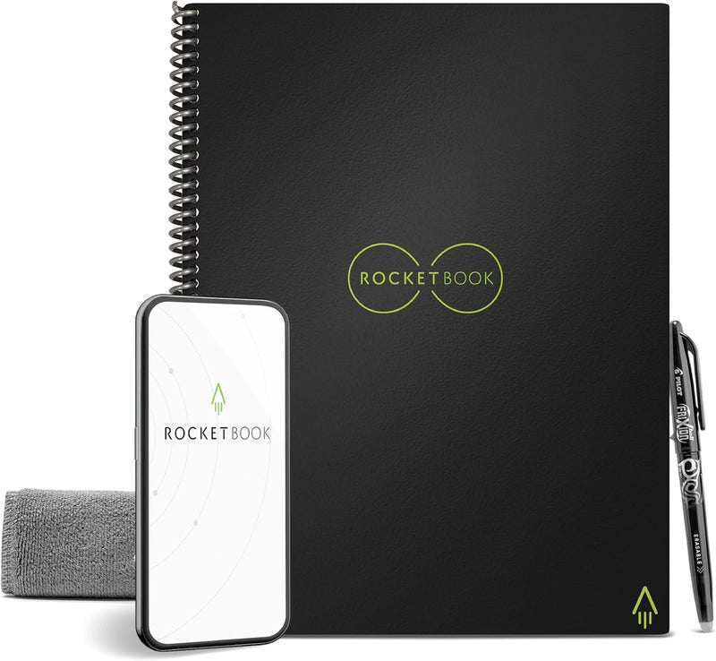 Rocketbook Core Reusable Spiral Notebook, Letter Size 8.5x11, Black - Dotted Pages, App-Connected, Erasable, Durable Cover, Ideal for School, Work, and Creative Projects - Image 1