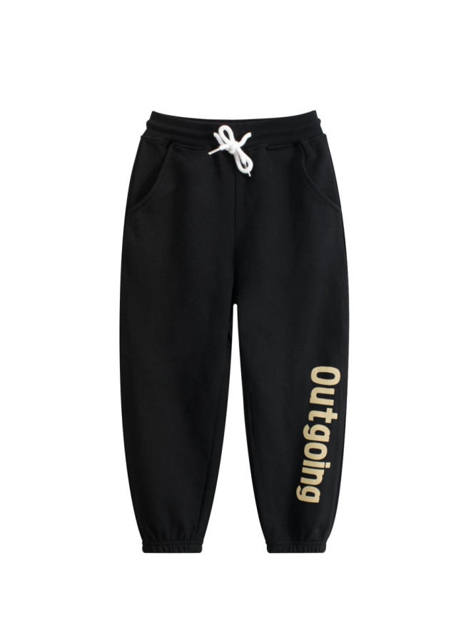 Grrr Trendy Brand Children's Wear 2025 Spring New Children's Sports Pants Cotton Big Boys And Girls Parent-child Leg Trousers