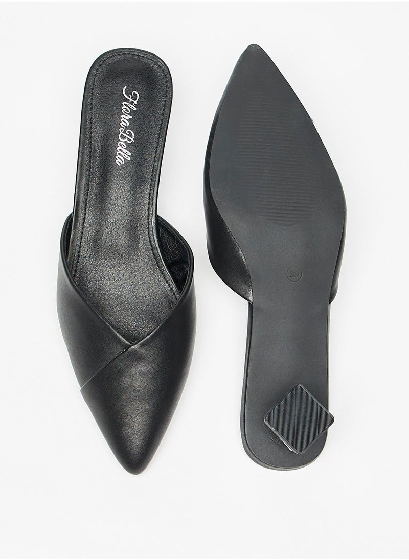 Flora Bella - Pointed Toe Slip On Mules with Block Heels - Image 1