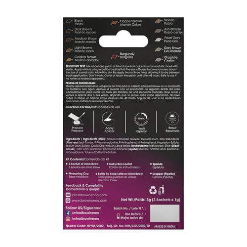 MinaiBrow Instant Hair Dye Kit Dark Brown Natural Spot Coloring Tinting Powder with Rose Water Duo Angled Brush Water Smudge Proof 100 Grey Coverage Upto 30 Applications - Image 3