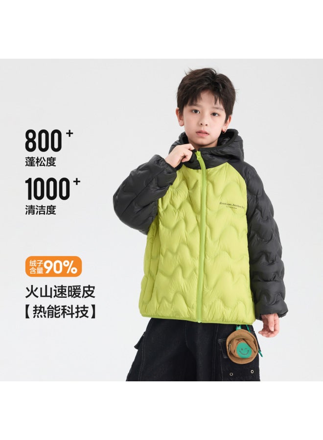 Boys' Winter Clothing Trendy Brand 90 Safety Velvet Cold-proof Down Jacket  New Kidsren's Boy Contrast Color Waterproof Jacket