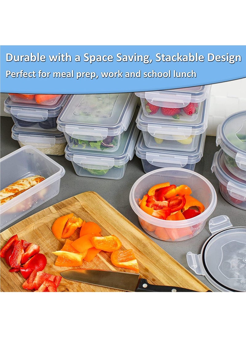 Arabest - Food Storage Container Set, Plastic Clear Airtight Lunch Container with Lids, Leak Proof Snap Lock Lids Cereal Containers Storage for Meal Prep, Lunches and Kitchen Organization (20pcs) - Image 1