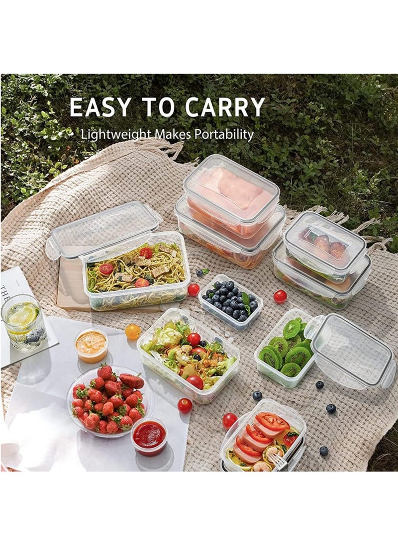 Arabest - Food Storage Container Set, Plastic Clear Airtight Lunch Container with Lids, Leak Proof Snap Lock Lids Cereal Containers Storage for Meal Prep, Lunches and Kitchen Organization (20pcs) - Image 1