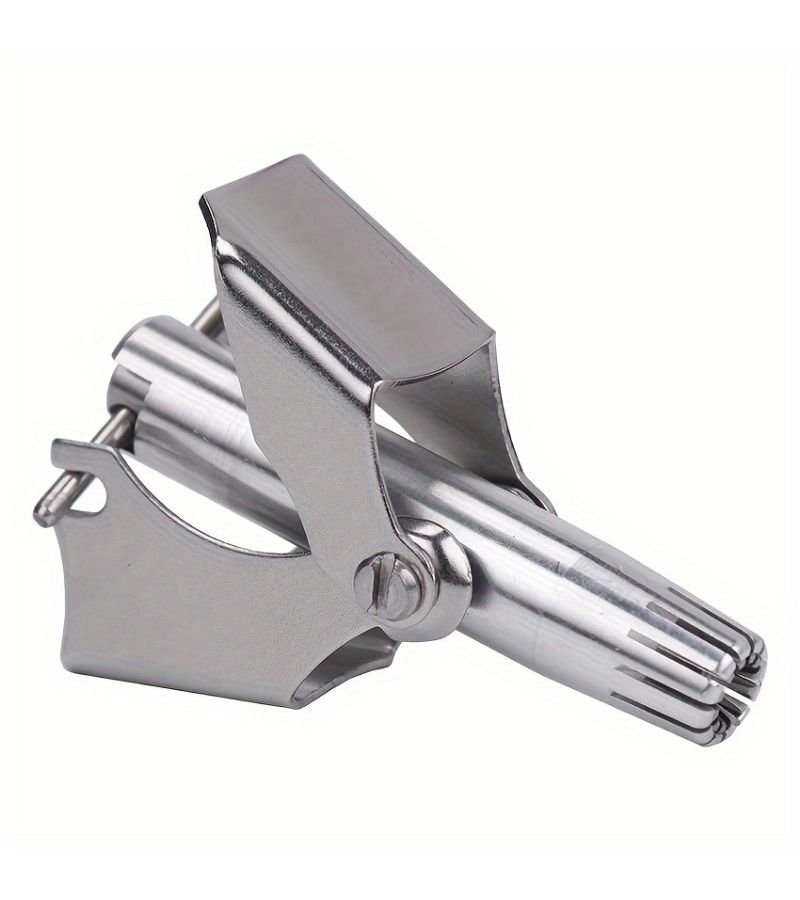 Silvery Portable Stainless Steel Nose Hair Trimmer 2pcs Set Washable Manual Razor - Image 3