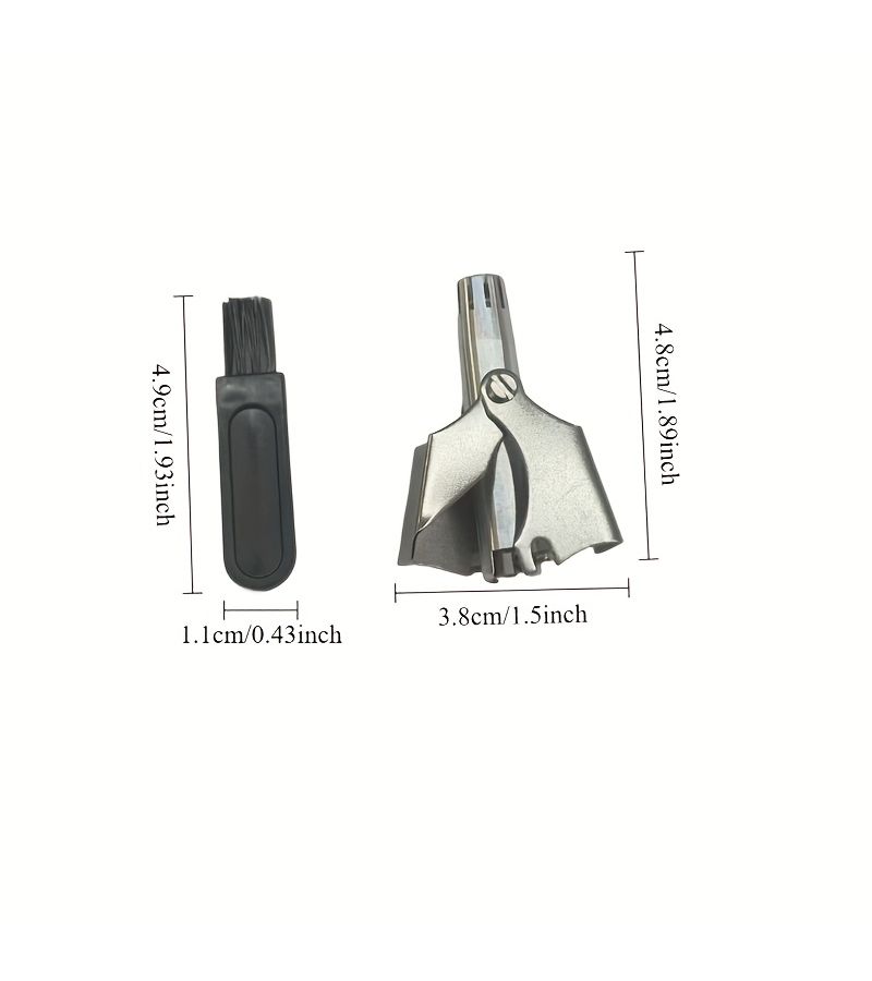 Silvery Portable Stainless Steel Nose Hair Trimmer 2pcs Set Washable Manual Razor - Image 5