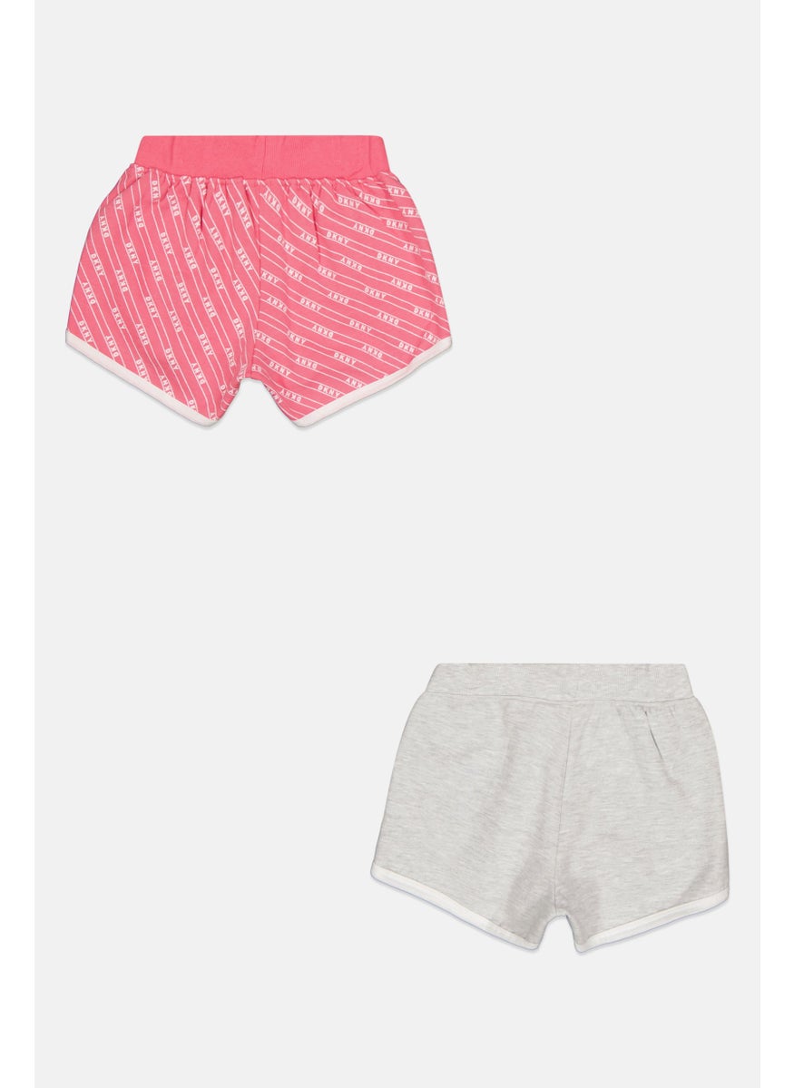 DKNY Sport Kids Girl 2 Pieces Sportswear Fit Brand Logo Shorts, Pink  - Image 2