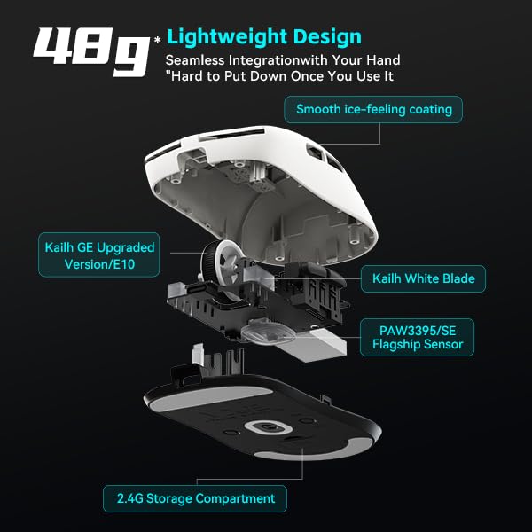 ATK VXE Dragonfly R1 Wireless Gaming Mouse, 51g Lightweight, PAW3395 Sensor, Adjustable DPI, 1k Polling, 40 Hr Battery Life, Tri-Mode 2.4G/Bluetooth/Wired - Image 2