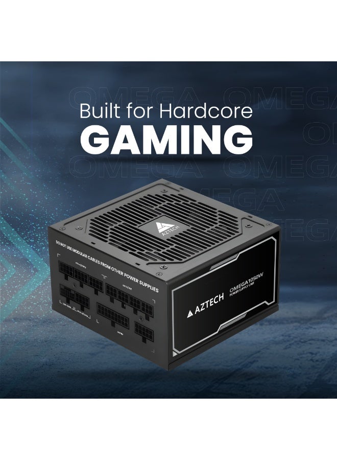 Aztech أوميغا 1050 واط 80 بلس بلاتينيوم ATX 3.1 & PCIe 5.1 جاهز مزود طاقة كامل التعديل مروحة هجينة فائقة الهدوء PSU 120 مم، مكثفات يابانية 105 درجة مئوية، تحكم في الضوضاء ZERO RPM مزود طاقة RTX 40 و Ryzen Intel - Image 5