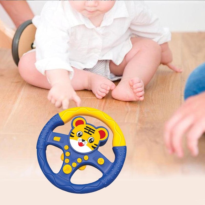 klarako Eletric Steering Wheel Toy with Sound and Light Simulated Driving Controller Steering Wheel Car Seat Toy for Boys and Girls Car Seat Toys  Tigers - Image 2