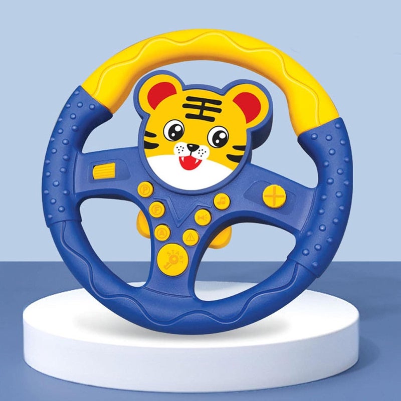 klarako Eletric Steering Wheel Toy with Sound and Light Simulated Driving Controller Steering Wheel Car Seat Toy for Boys and Girls Car Seat Toys  Tigers - Image 4
