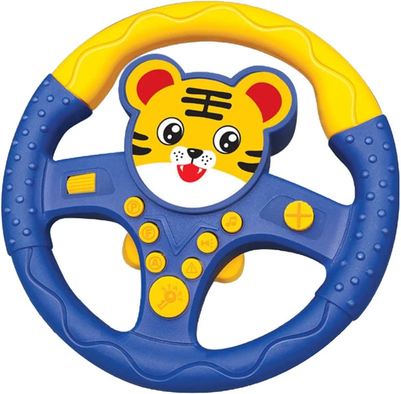 klarako Eletric Steering Wheel Toy with Sound and Light Simulated Driving Controller Steering Wheel Car Seat Toy for Boys and Girls Car Seat Toys  Tigers - Image 3