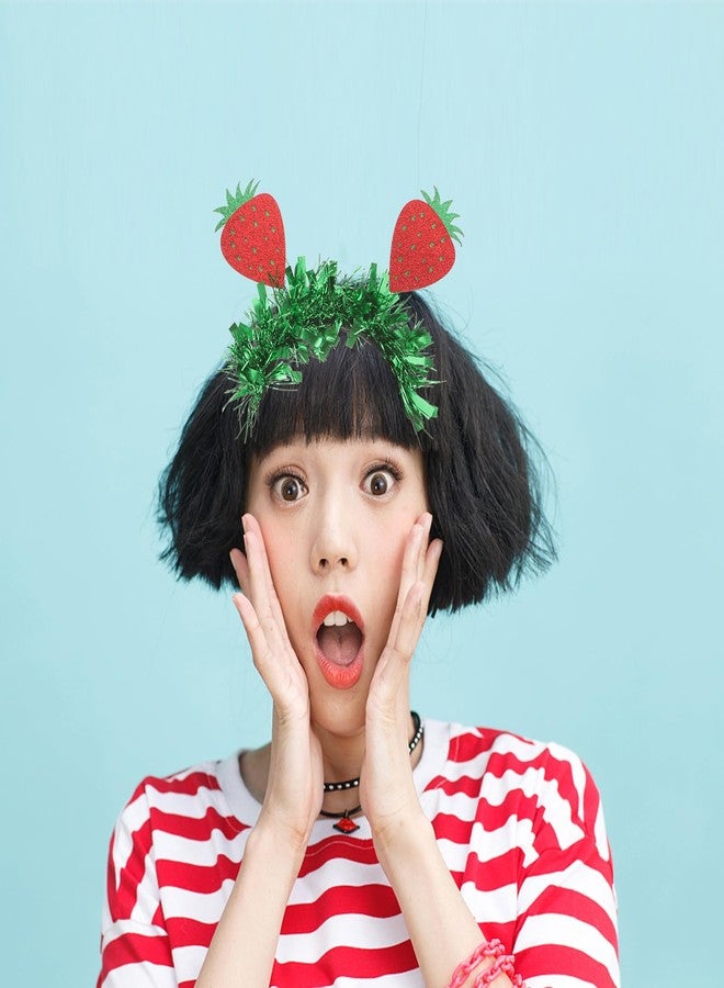 Amosfun Women Girl Strawberry Headbands Glitter Tinsel Fruit Headband Easter Party Head Boppers Hair Accessories 7.87 x 9.44 x 1.96 inch - Image 5