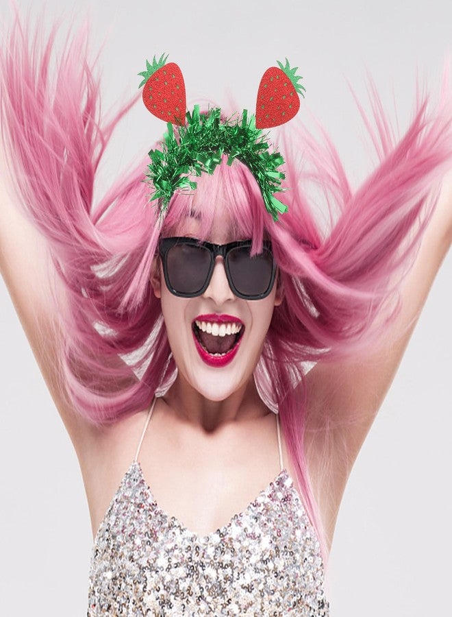 Amosfun Women Girl Strawberry Headbands Glitter Tinsel Fruit Headband Easter Party Head Boppers Hair Accessories 7.87 x 9.44 x 1.96 inch - Image 3