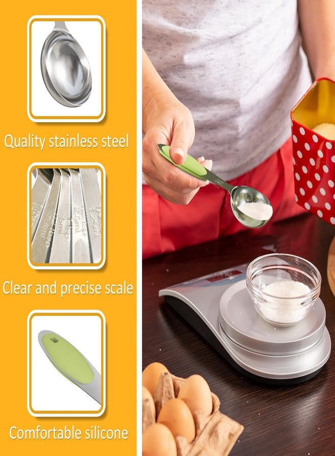 LEIFENY 1PCS 1 Tbsp(3tsp, 1/2oz, 15ml) Single Measuring Spoon with Green Silicone Grip, Stainless Steel Individual Measure Scoop Only - Image 4