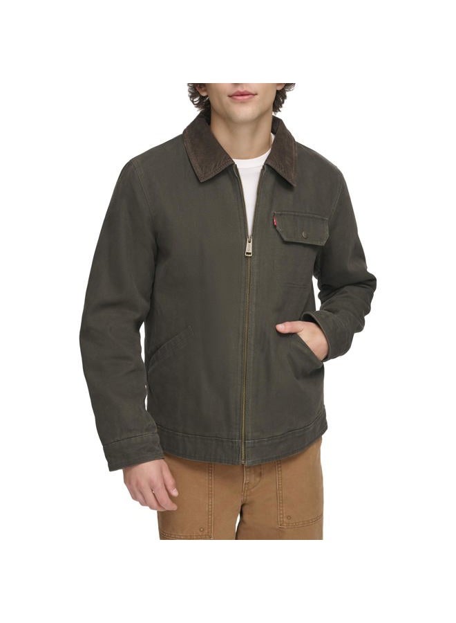 Levi's Men's Cotton Field Jacket With Corduroy Collar, Olive, Large - Image 1