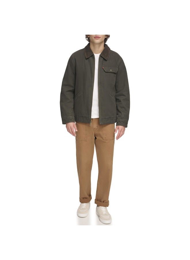 Levi's Men's Cotton Field Jacket With Corduroy Collar, Olive, Large - Image 4