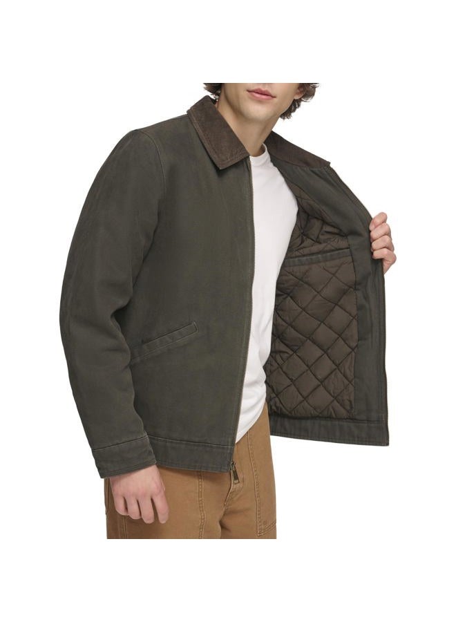 Levi's Men's Cotton Field Jacket With Corduroy Collar, Olive, Large - Image 2