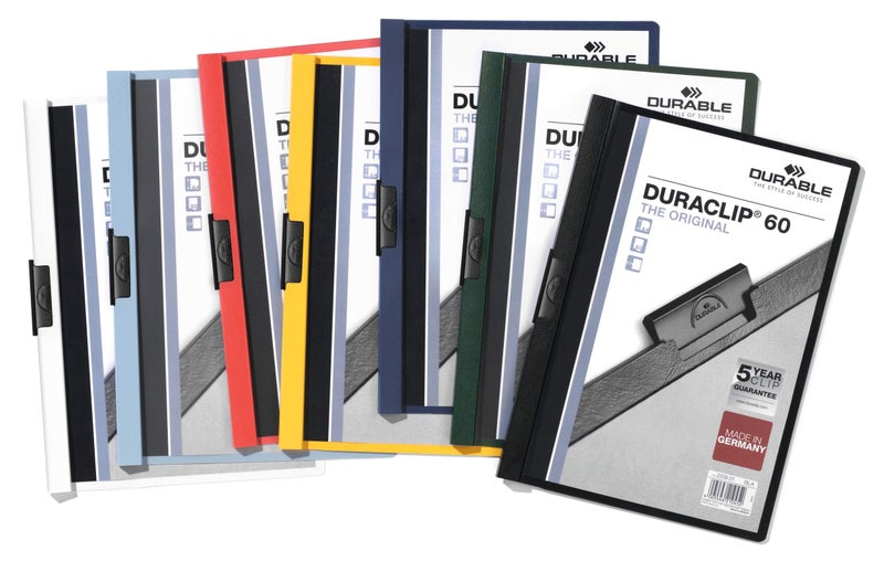 Durable Clip Folder DURACLIP® 60 A4 | Secure steel clip, 1–60 sheet capacity, transparent front & coloured back, slim A4 file folder with 5-year clip warranty - Image 4