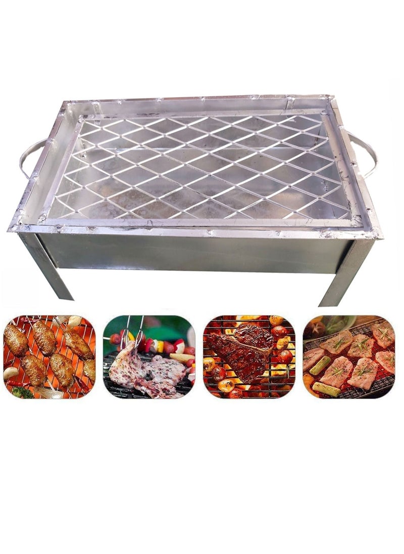 GO2CAMPS Galva Bbq Grill (Medium-38x22x20cm) Tinmade Charcoal Barbeque Grill Stand With Legs.  - Image 1