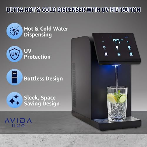 Avida H2O Ultra Instant Hot & Cold Water Dispenser - Bottleless Water Dispenser Countertop, Full Installation Kit, Quiet Multi-Stage Filtration + UV Sterilization - Black - Image 5