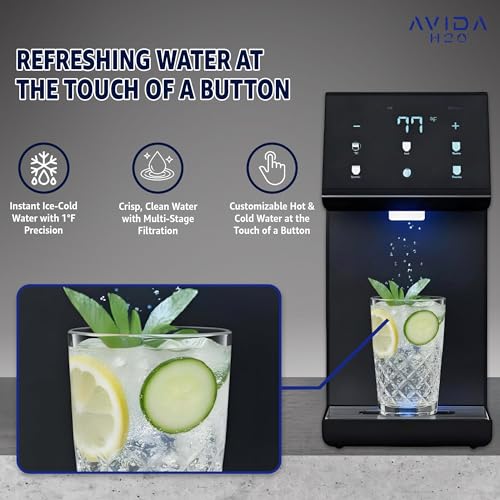 Avida H2O Ultra Instant Hot & Cold Water Dispenser - Bottleless Water Dispenser Countertop, Full Installation Kit, Quiet Multi-Stage Filtration + UV Sterilization - Black - Image 2