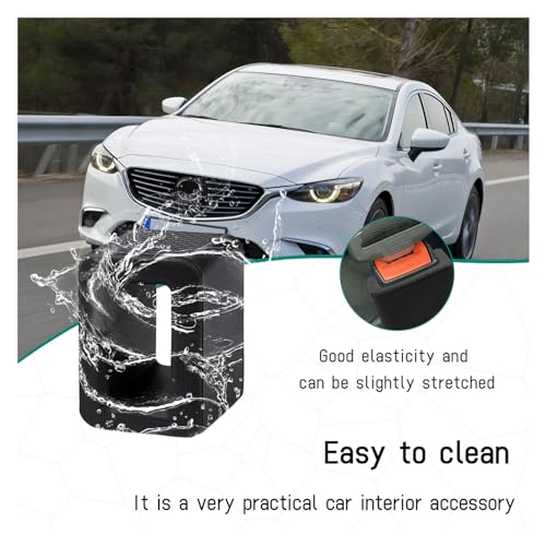 Augeny 2PCS Seat Belt Buckle Holder, Silicone Auto Rear Seatbelt Buckle Booster to Makes Receptacle Stand Upright for Easy Access, Universal Vehicle Seatbelt Buckle for Kids （Black） - Image 4