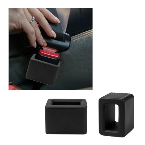Augeny 2PCS Seat Belt Buckle Holder, Silicone Auto Rear Seatbelt Buckle Booster to Makes Receptacle Stand Upright for Easy Access, Universal Vehicle Seatbelt Buckle for Kids （Black） - Image 1